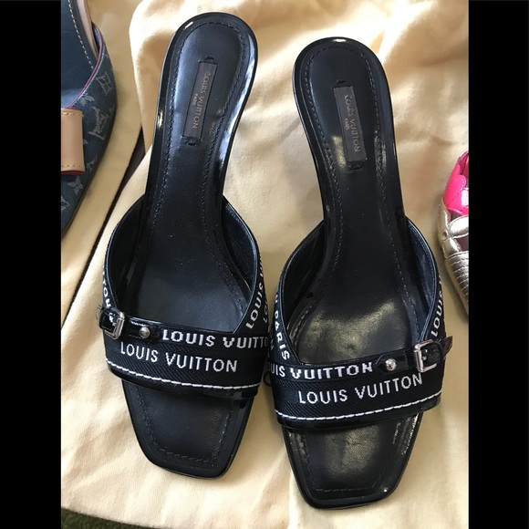 💯 Authentic Louis Vuitton slides kitten heels - Picture 1 of 8